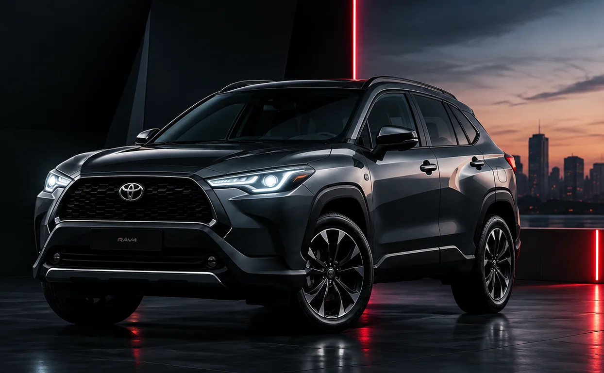 Toyota da Apex Motors em estúdio, com acentos de luz vermelha